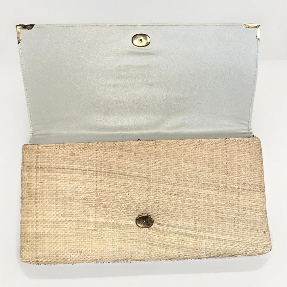Vintage Harry Levine Straw Clutch Purse With Gold Hardware
